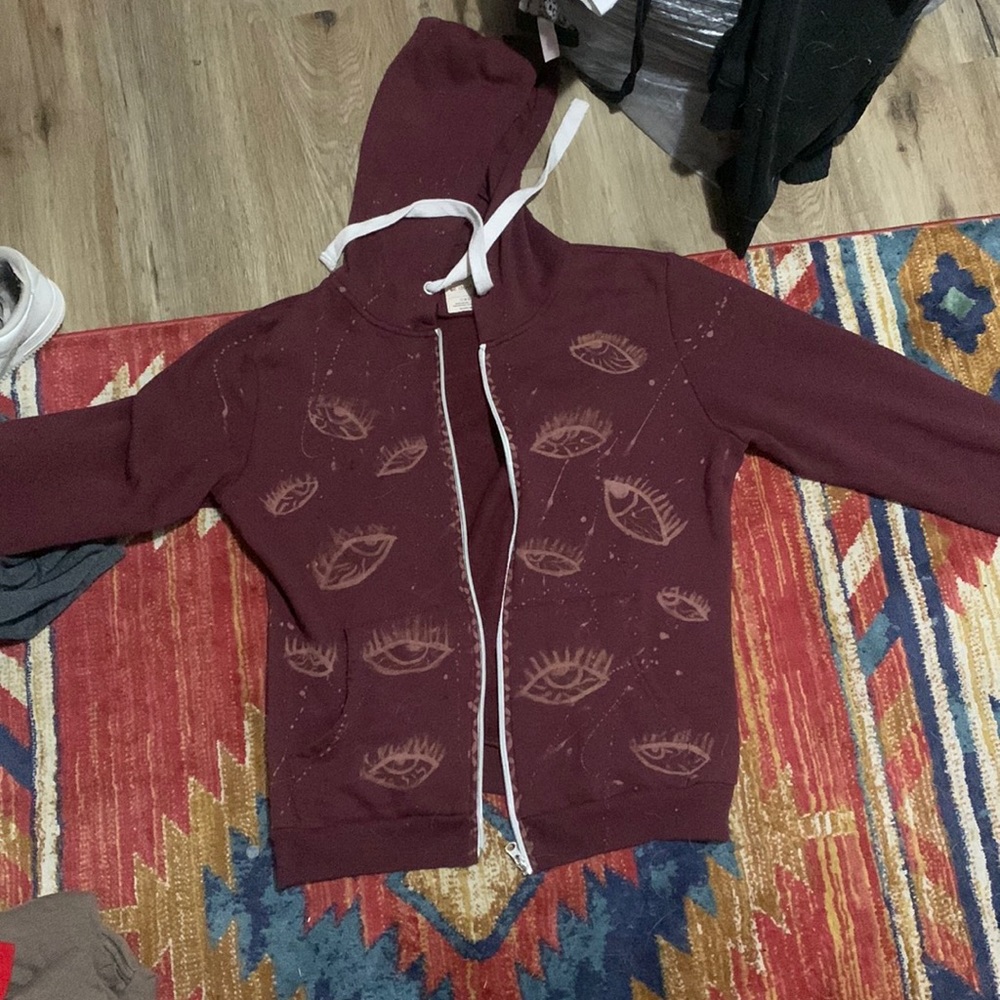 Bleach painted hoodie, handmade by yours truly